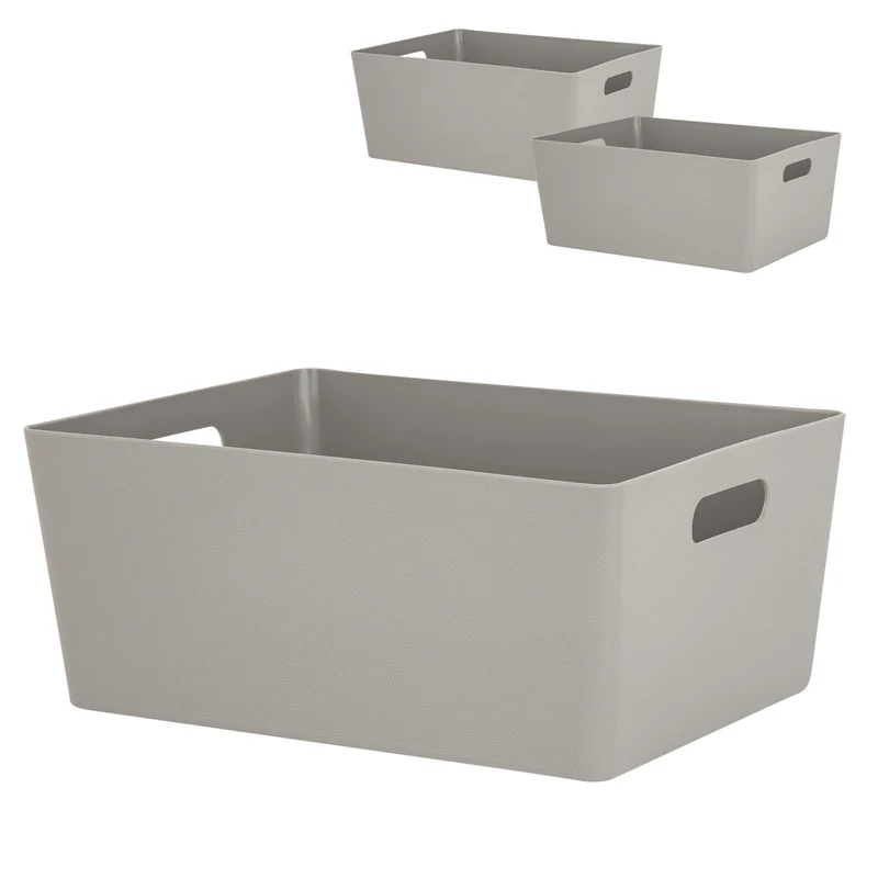 Ordnungsbox - Lederoptik - DINA4 - 35x26x15cm - 11.5 Liter - Ordnungskorb - Schubladenorganizer - Organizerbox Ordnungssystem Aufbewahrung