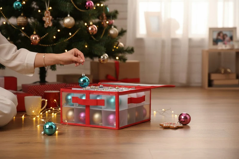 Aufbewahrungsbox Organizer für 32 Weihnachtskugeln Christbaum-Kugeln