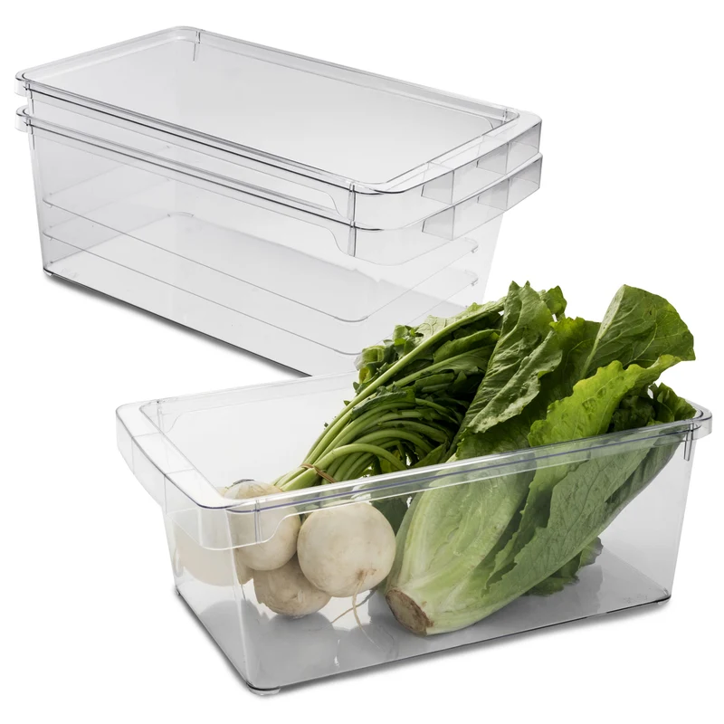Kühlschrank-Organizer 37x23x14,5 cm durchsichtig mit Griff - aus Acryl Aufbewahrungsbox Fridge Organizer Kühlschrankbox BPA-frei Speisekammer Vorratsschrank transparent Küchenschrank Box