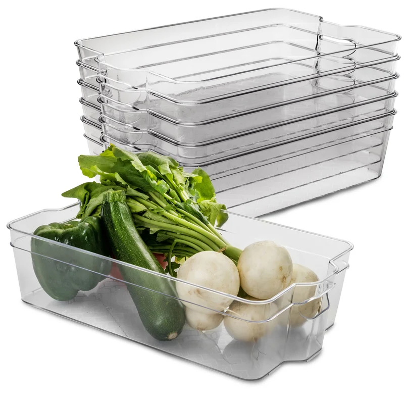 Kühlschrank-Organizer 37x23x14,5 cm durchsichtig mit Griff - aus Acryl Aufbewahrungsbox Fridge Organizer Kühlschrankbox BPA-frei Speisekammer Vorratsschrank transparent Küchenschrank Box
