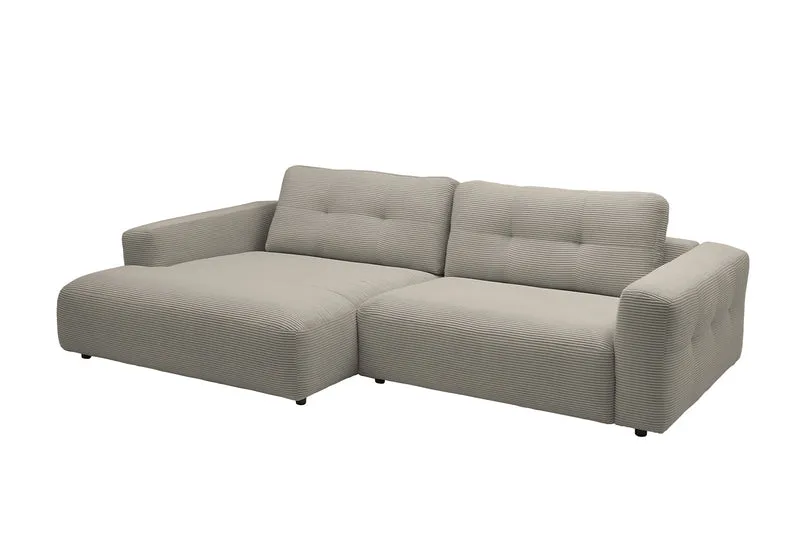 KAWOLA Sofa MIKA Ecksofa Cord steingrau