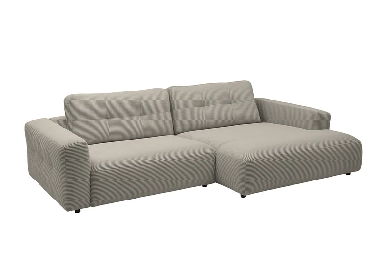 KAWOLA Sofa MIKA Ecksofa Cord steingrau