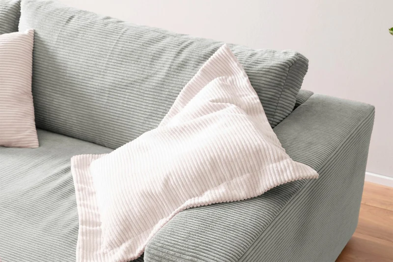 KAWOLA Big Sofa MADELINE Cord hellgrau