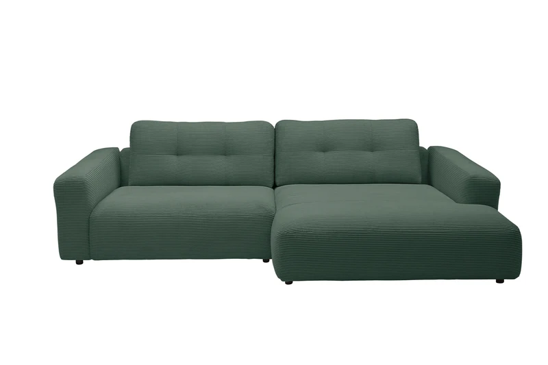 KAWOLA Sofa MIKA Ecksofa Cord smaragd