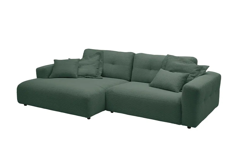 KAWOLA Sofa MIKA Ecksofa Cord smaragd