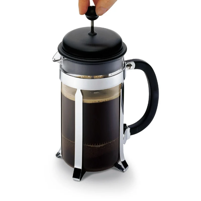 Bodum Caffettiera French Press Schwarz – 1L / 8 Tassen Kaffeebereiter – Hitzebeständiges Glas – Edelstahlfilter – BPA-frei & spülmaschinenfest – Hergestellt in Portugal