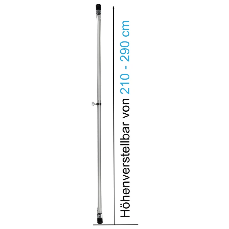 Aluminium Zeltstange Verandastange - mit 2x Klemmen - teleskopierbar 210-290cm - Ø28/25mm | 3 Teile - leicht stabil Ersatz Gestänge Zelt Vorzelt Camping Teleskopstange Dachauflagestange