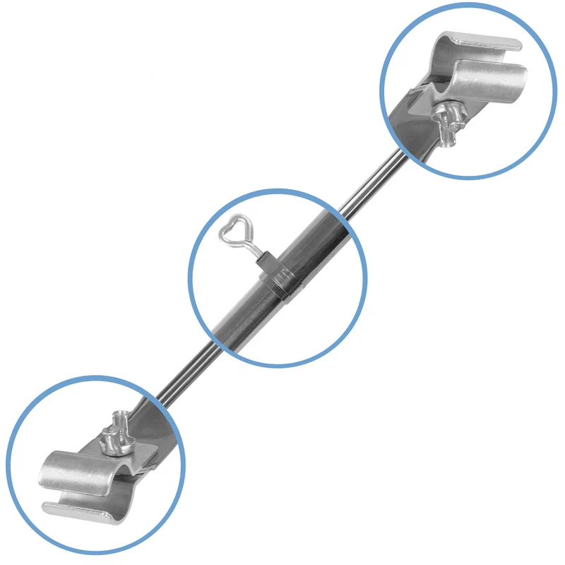 Stahl Zeltstange Verandastange - mit 2x Klemmen - teleskopierbar 120-215cm - Ø22/19mm - 2 Teile - leicht stabil Ersatz Gestänge Zelt Vorzelt Camping Zubehör Teleskopstange Dachauflagestange