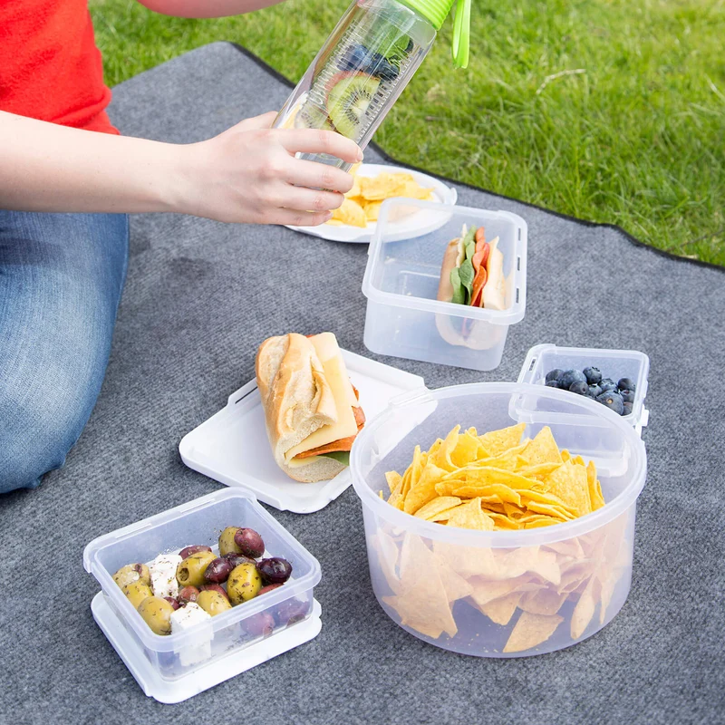 Kleine Vorratsdosenset 600+1200+1500ml - Gefrierdose Frischhaltedose Mikrowellengeeignet Spülmaschinengeeignet Lebensmittelecht - transparent mit weißem Deckel