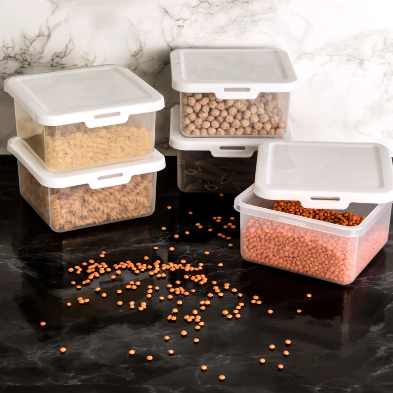Kleine Vorratsdosenset 600+1200+1500ml - Gefrierdose Frischhaltedose Mikrowellengeeignet Spülmaschinengeeignet Lebensmittelecht - transparent mit weißem Deckel