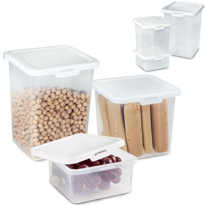 Kleine Vorratsdosenset 600+1200+1500ml - Gefrierdose Frischhaltedose Mikrowellengeeignet Spülmaschinengeeignet Lebensmittelecht - transparent mit weißem Deckel