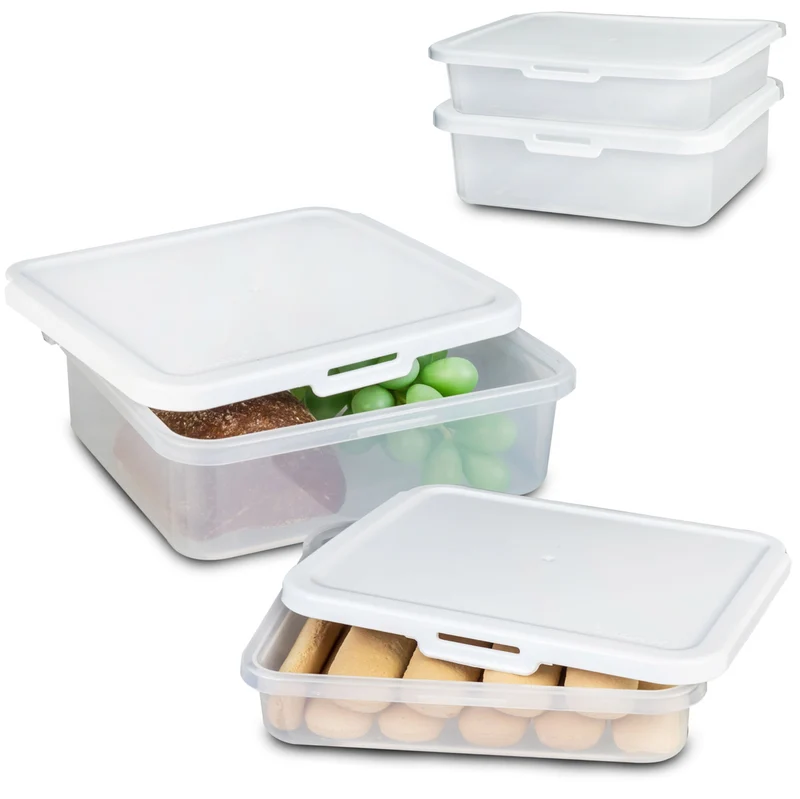 Vorratsdosenset 800+1330ml - Butterbrotdose Aufschnittdose Gefrierdose Frischhaltedose Mikrowellengeeignet Spülmaschinengeeignet Lebensmittelecht -transparent-weiss