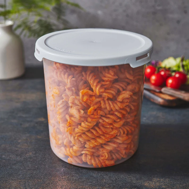Runde Vorratsdosen Set 1800ml - Ø15x15 cm Gefrierdose Frischhaltedose Mikrowellengeeignet Spülmaschinengeeignet Lebensmittelecht - transparent mit weißem Deckel