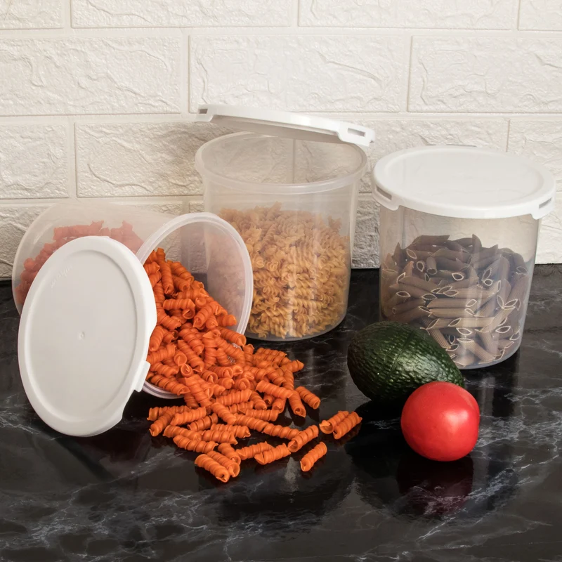 Runde Vorratsdosen Set 1800ml - Ø15x15 cm Gefrierdose Frischhaltedose Mikrowellengeeignet Spülmaschinengeeignet Lebensmittelecht - transparent mit weißem Deckel