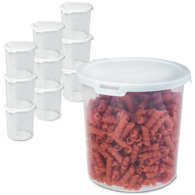 Runde Vorratsdosen Set 1800ml - Ø15x15 cm Gefrierdose Frischhaltedose Mikrowellengeeignet Spülmaschinengeeignet Lebensmittelecht - transparent mit weißem Deckel
