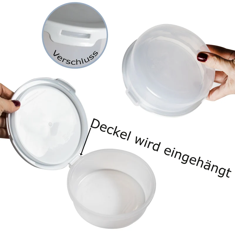 Runde Vorratsdosen Set 1200ml - Ø15x10 cm Snackdose Gefrierdose Frischhaltedose Mikrowellengeeignet Spülmaschinengeeignet - transparent mit weißem Deckel