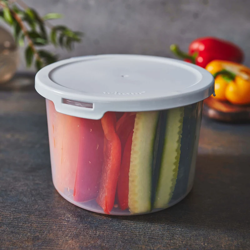 Runde Vorratsdosen Set 1200ml - Ø15x10 cm Snackdose Gefrierdose Frischhaltedose Mikrowellengeeignet Spülmaschinengeeignet - transparent mit weißem Deckel