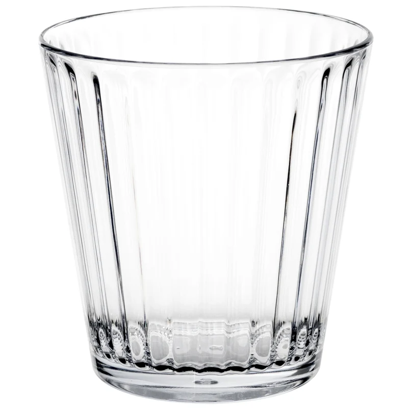 Melamin Geschirr und Acryl Glas Set für 4 Personen - 16 Teile - Campinggeschirr - gelb weiß - mit Trinkglas 360 ml klar Gläsern - Essgeschirr