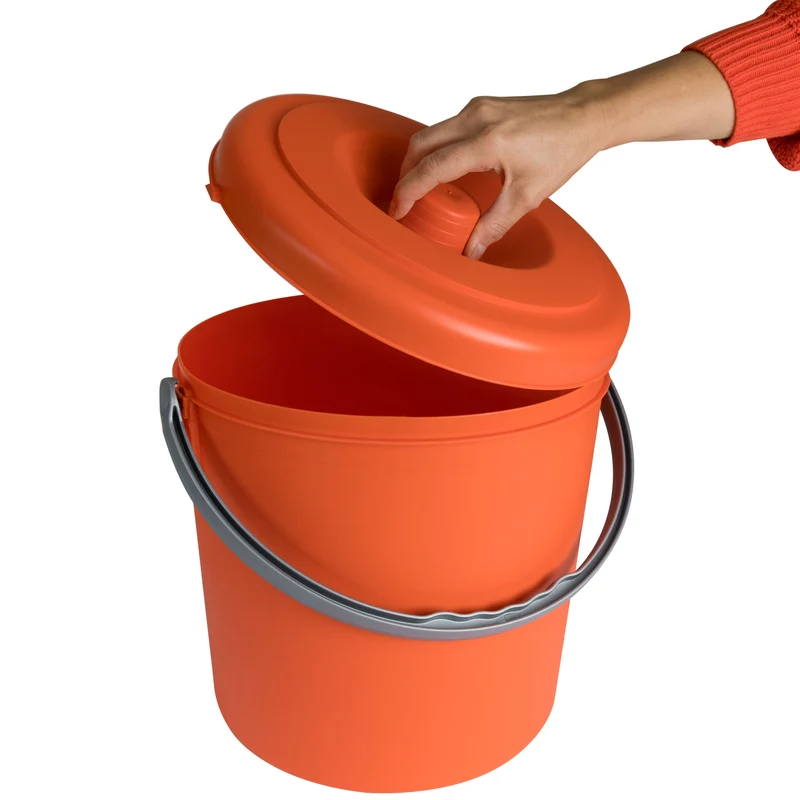 Mülleimer 20 Liter mit verschließbarem Deckel und Henkel - 31cm hoch - Ø30cm Abfallsammler Biomüll Eimer Küche Mülltonne Windeleimer Senioren Baby Kunststoff rund