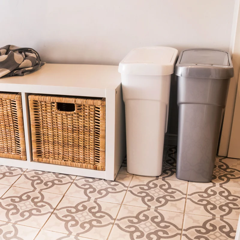 25 Liter Mülltonne Recyclingtonne 21x36x52cm mit abnehmbarem Druckdeckel - Schmal Recycling-Aufkleber Küche Mistkübel Trash Bin Groß Küchenabfalleimer Papiermülleimer