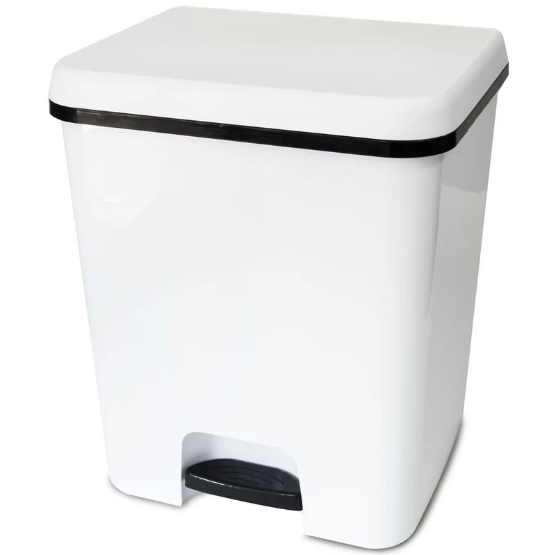 Mülleimer Treteimer 52 Liter eckig 42x38x50cm Kunststoff - Duoeimer mit Trennschiene Pedal Küche Pedaleimer Papierkorb Eimer Abfalleimer Abfallbehälter Mülltonne Müll Mistkübel
