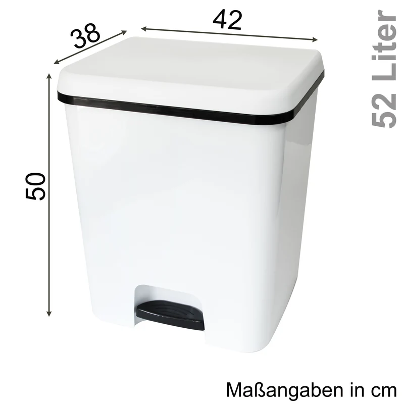 Mülleimer Treteimer 52 Liter eckig 42x38x50cm Kunststoff - Duoeimer mit Trennschiene Pedal Küche Pedaleimer Papierkorb Eimer Abfalleimer Abfallbehälter Mülltonne Müll Mistkübel