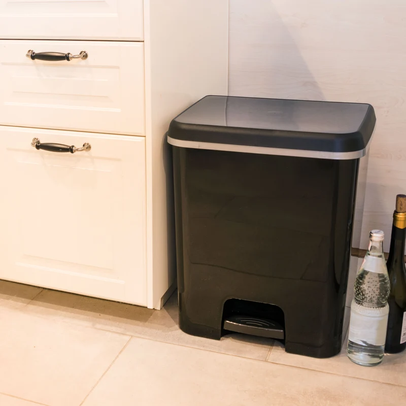 Mülleimer Treteimer 52 Liter eckig 42x38x50cm Kunststoff - Duoeimer mit Trennschiene Pedal Küche Pedaleimer Papierkorb Eimer Abfalleimer Abfallbehälter Mülltonne Müll Mistkübel