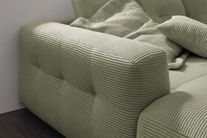 KAWOLA Sofa MIKA Ecksofa Cord olivgrün