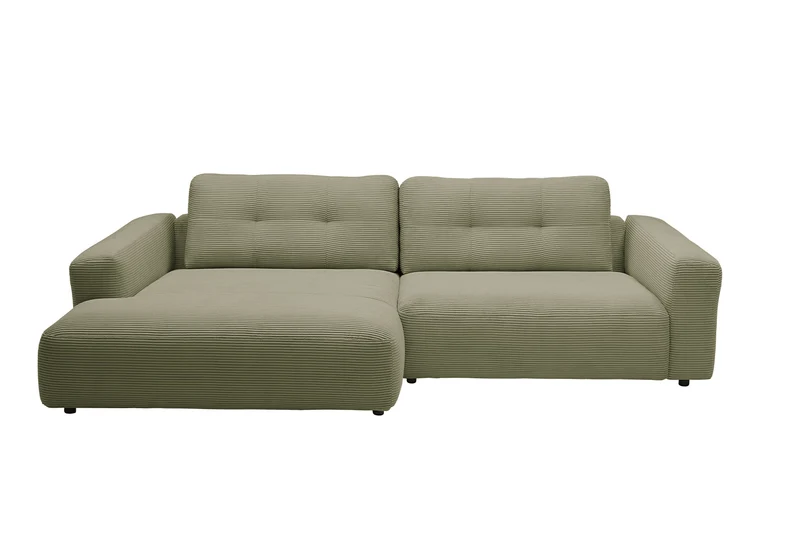 KAWOLA Sofa MIKA Ecksofa Cord olivgrün