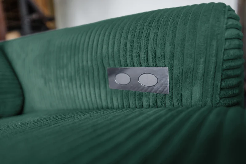 KAWOLA Sofa LAISKA Ecksofa Relaxfunktion teilmotorisch Cord smaragd
