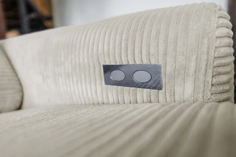 KAWOLA Sofa LAISKA Ecksofa Relaxfunktion teilmotorisch Cord cremeweiß