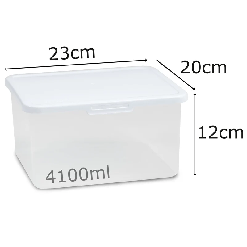 Große Vorratsdosen Set 4100ml - 23x20x12 cm - transparent mit weißem Deckel - Gefrierdose Frischhaltedose Mikrowellengeeignet Spülmaschinengeeignet Lebensmittelecht
