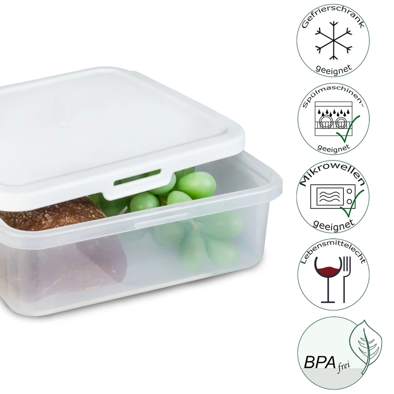 Vorratsdosen Set 1330ml - 19x17x6 cm Butterbrotdose Aufschnittdose Gefrierdose Frischhaltedose Mikrowellengeeignet Spülmaschinengeeignet