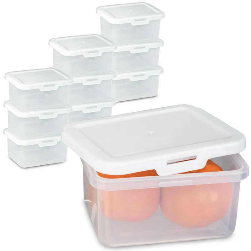 Kleine Vorratsdosen Set 500ml - 12x10x6 cm - Lebensmittelbox Gefrierdose Frischhaltedose Mikrowellengeeignet Spülmaschinengeeignet - transparent mit weißem Deckel