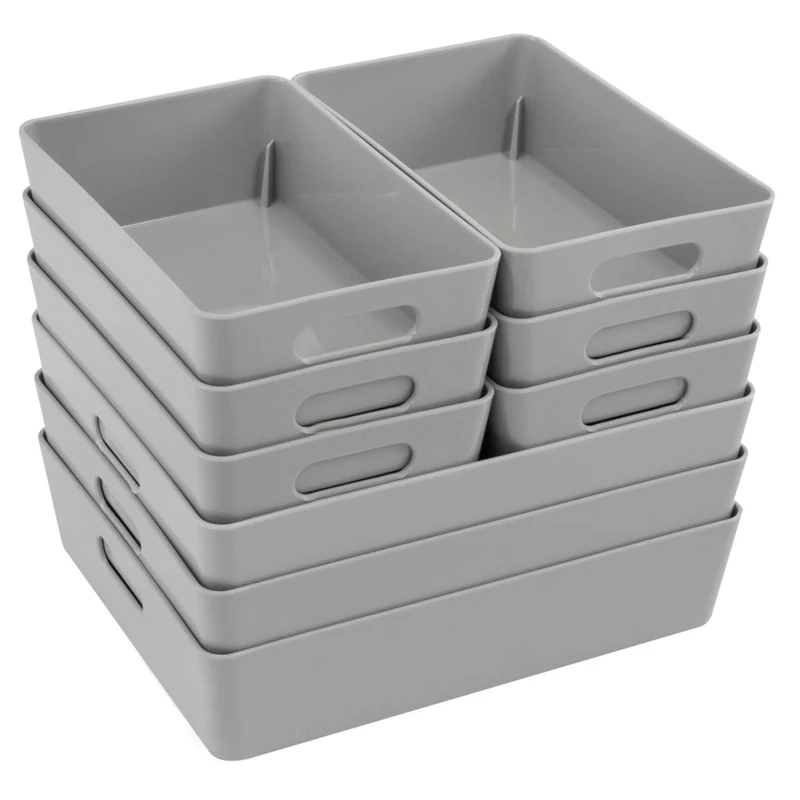 Schubladen Organizer - 6 cm hoch - 9 Teile - in 2 Größen - für 50x60cm Schublade Aufbewahrungsbox weiß - Ordnungssystem
