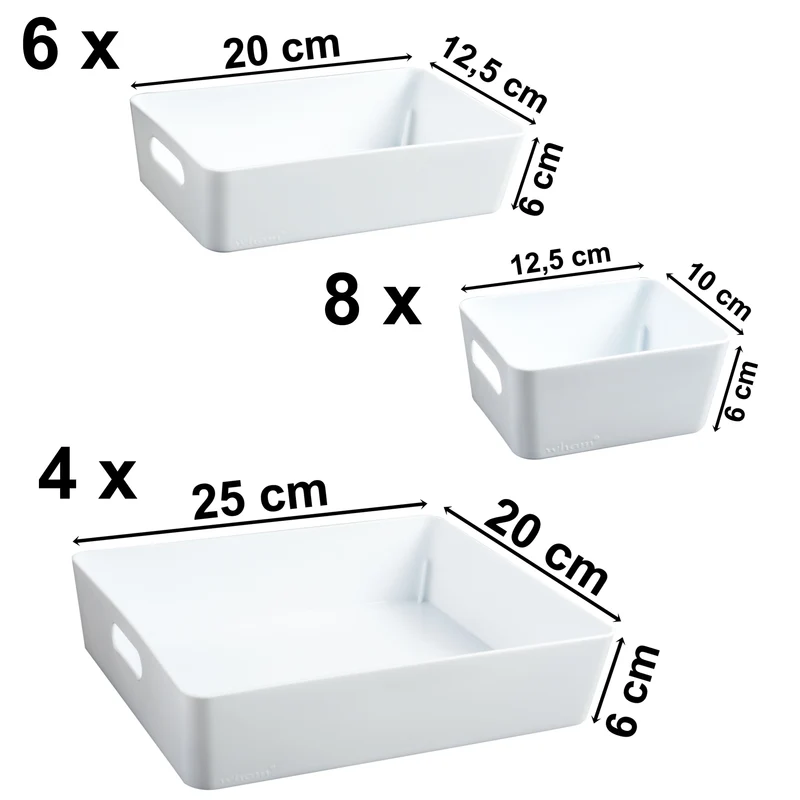 Schubladen Organizer 18 Teile - 60x75x6cm - in 3 Größen - Aufbewahrungsbox Ordnungssystem