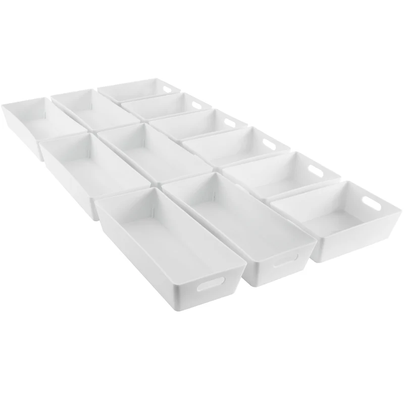 Schminktisch Schubladen Organizer - 5 cm hoch - 12 Teile - Ordnungssystem - Boxen in 2 Größen Aufbewahrungsbox Box - Schubladeneinsatz 75x38 cm