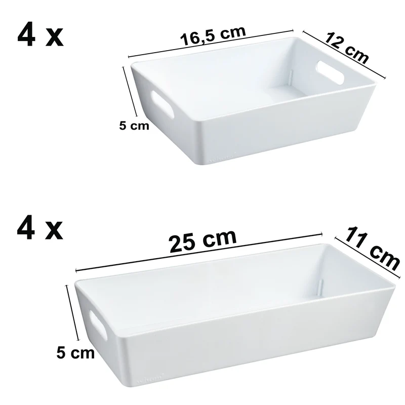Schubladen Organizer 5 cm hoch - 8 Teile - 50x38x5 cm - in 2 Größen - Schminktisch - Schubladen Ordnungssystem Aufbewahrungsbox Box