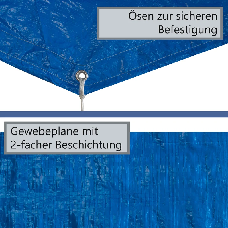 Poolabdeckung rund für Frame Pool D-366cm - mit Fixierseilen - 110g/qm PE - Wasserdicht - UV-stabil Poolabdeckplane Stahlrahmenpool Cover Swimmingpool Familienpool Poolzubehör Planschbecken