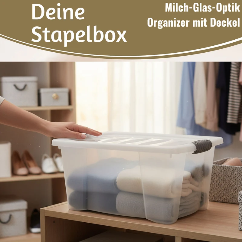 XL Stapelbox Allzweckbox 3´er Set 40x28cm mit Deckel Transportbox Stapelkiste