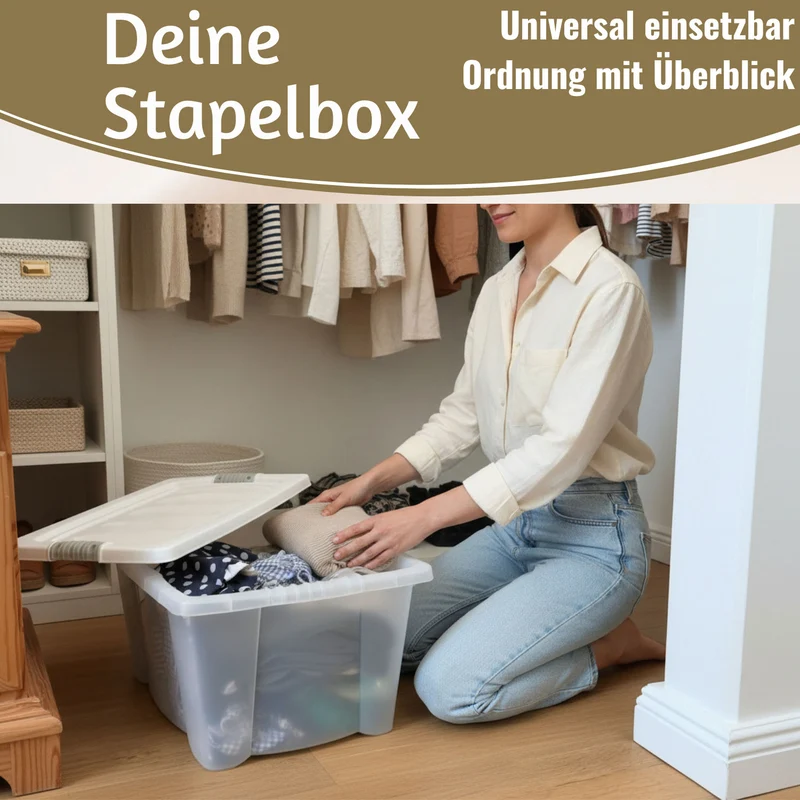 XL Stapelbox Allzweckbox 3´er Set 40x28cm mit Deckel Transportbox Stapelkiste
