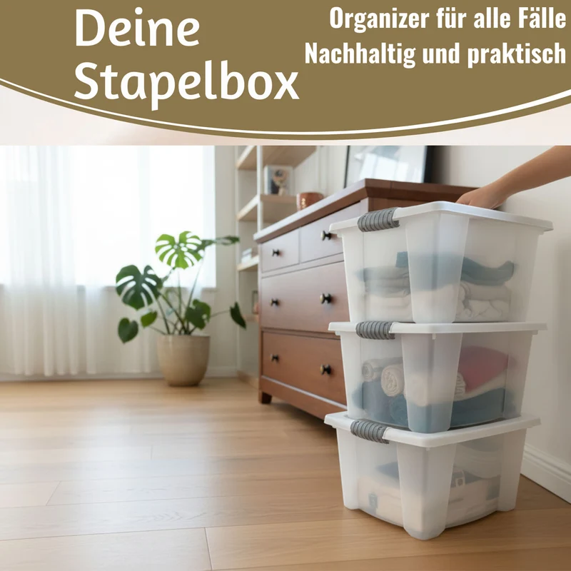 XL Stapelbox Allzweckbox 3´er Set 40x28cm mit Deckel Transportbox Stapelkiste