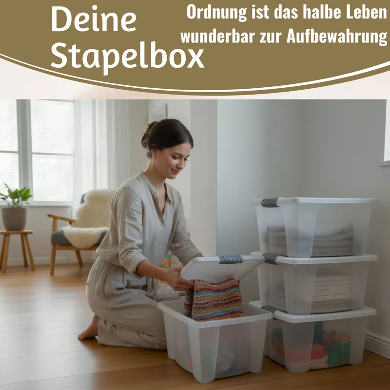 XL Stapelbox Allzweckbox 40x28x20cm mit Deckel Transportbox Stapelkiste