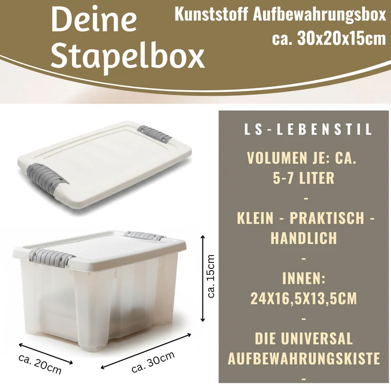 Stapelbox Allzweckbox 30x20x15cm mit Deckel Transportbox Stapelkiste