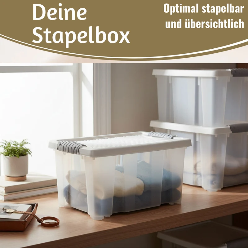 Stapelbox Allzweckbox 30x20x15cm mit Deckel Transportbox Stapelkiste