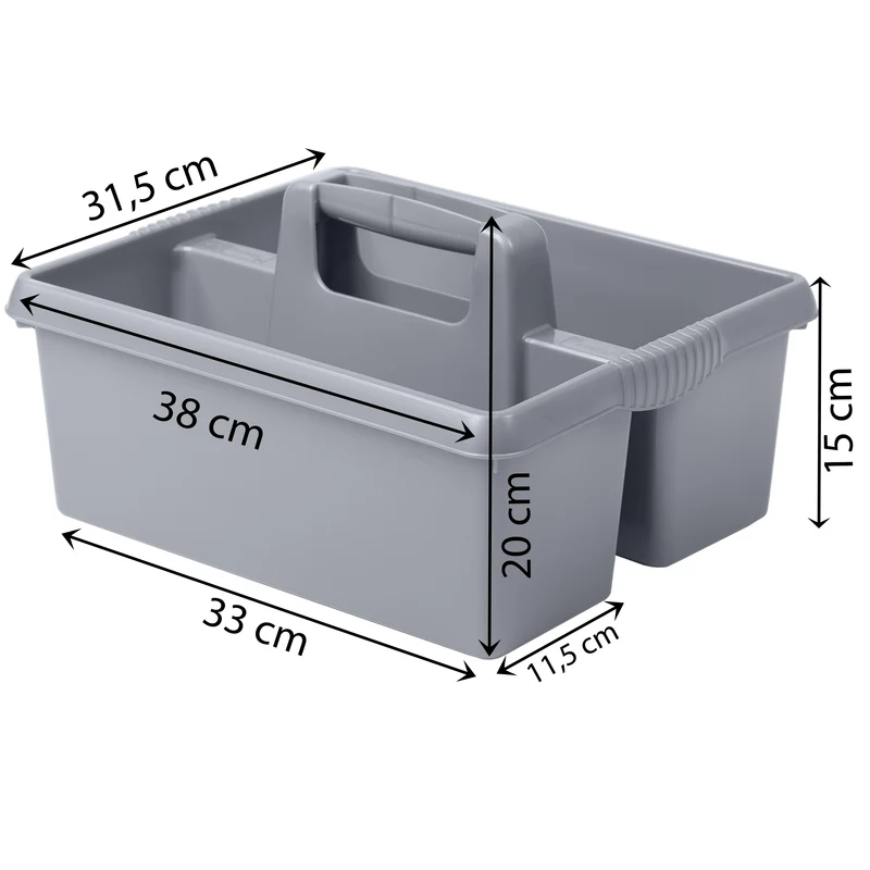 Tragbarer Mehrzweck Organizer 38x32x15 cm für Putzmittel Werkzeugträger Gartengerätekorb Schuhputzkasten - Putzkasten für Pferd Reinigungsmittel Putz Caddy Flaschenträger Putzbox Putzcaddy eckig leer