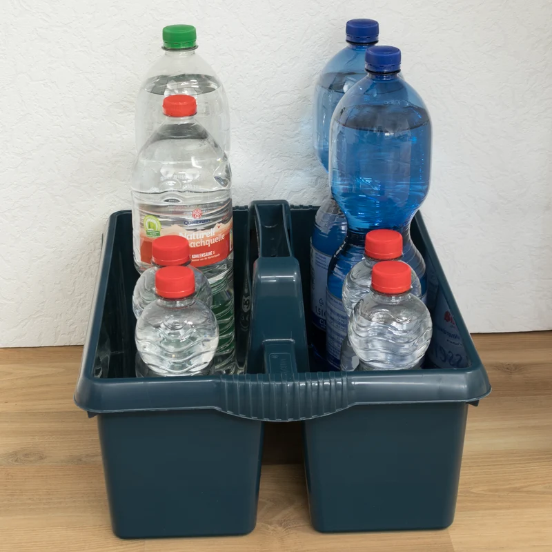 Tragbarer Mehrzweck Organizer 38x32x15 cm für Putzmittel Werkzeugträger Gartengerätekorb Schuhputzkasten - Putzkasten für Pferd Reinigungsmittel Putz Caddy Flaschenträger Putzbox Putzcaddy eckig leer