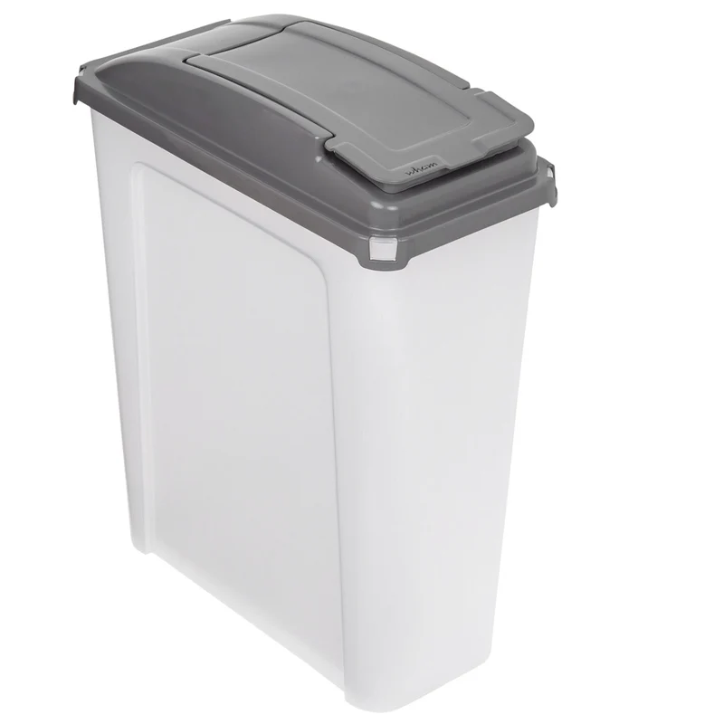 25 Liter Mülltonne Schwarz Recyclingtonne 19x40x50cm mit abnehmbarem Klappdeckel - Schmal Küche Mistkübel Trash Bin Gelber Sack Groß Küchenabfalleimer Papiermülleimer