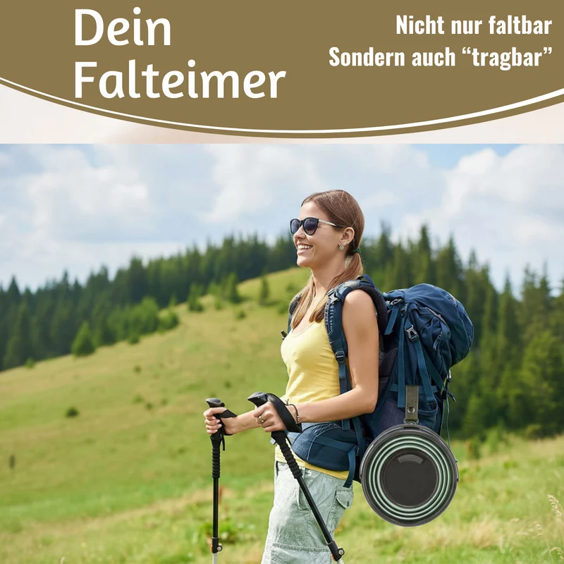 Flexibler Putzeimer 10L 35x24cm faltbar mit Griff Falteimer Wassereimer Camping