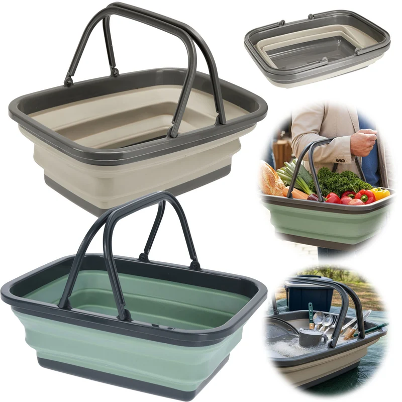 Flexibler Einkaufskorb 10L 38x28cm faltbar mit Griff Faltkorb Wassereimer Camping